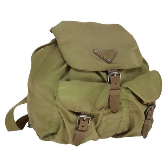 PRADA Backpack Nylon Beige Silver Auth bs21613 - Picture 1 of 16